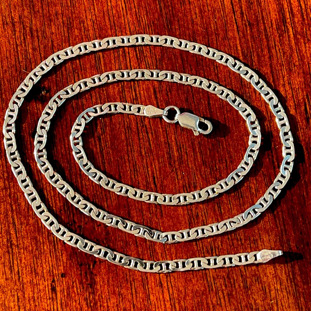 Italian 925 silver mariner link necklace